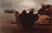 Ilya Repin Barge Haulers wading Sweden oil painting artist